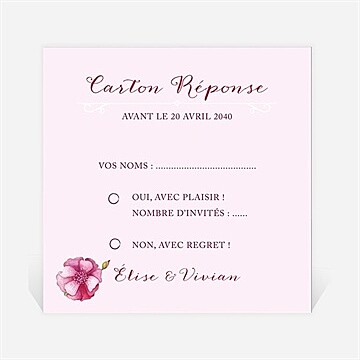 Carton réponse mariage belle romance
