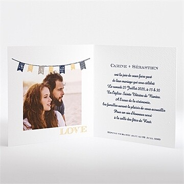Faire-part mariage avec fanions - Intérieur du faire-part