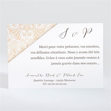 Remerciement mariage arabesque végétale et florale - Dos du faire-part