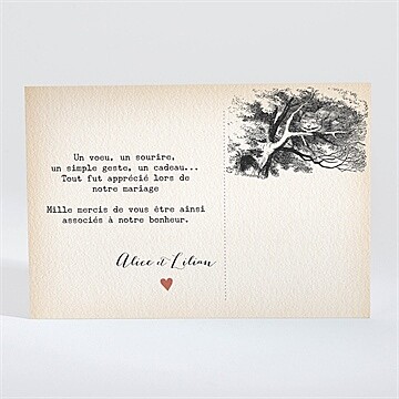 Remerciement mariage atout coeur - Dos de la carte