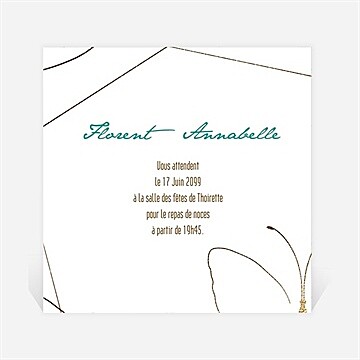 Carton d'invitation mariage papillon photo original