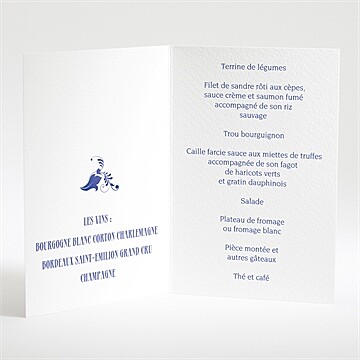 Menu mariage faïence et porcelaine - Menu ouvert