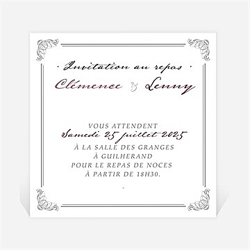 Carton d'invitation mariage floral et romantique
