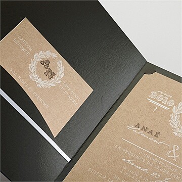 Faire-part mariage noir et kraft chic - Détail du faire-part