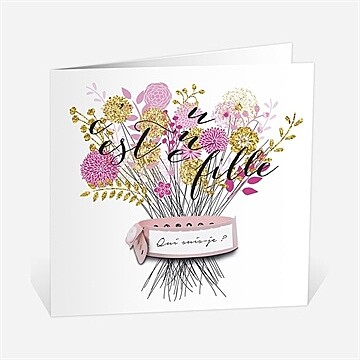 Faire-part naissance bouquet fille vintage