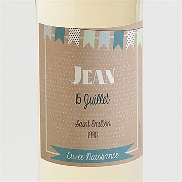 Etiquette de bouteille naissance fanions et photo