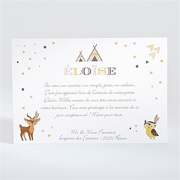 Remerciement naissance motifs géométriques - Dos de la carte