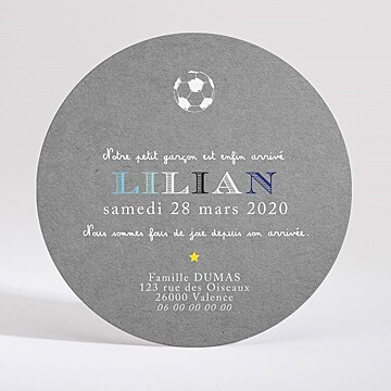Faire-part naissance ballon de foot original - Dos du faire-part