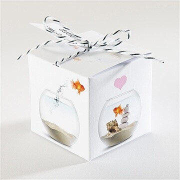 Boîte de dragées mariage comme des poissons dans l'eau - Dos de la boîte