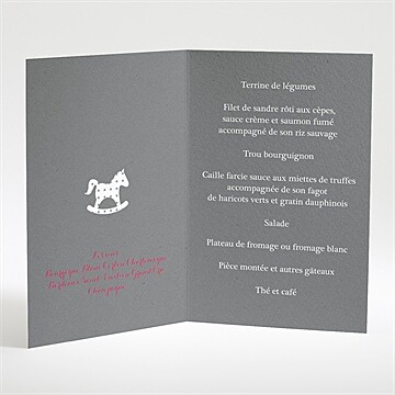 Menu baptême joli cheval à bascule - Intérieur du menu