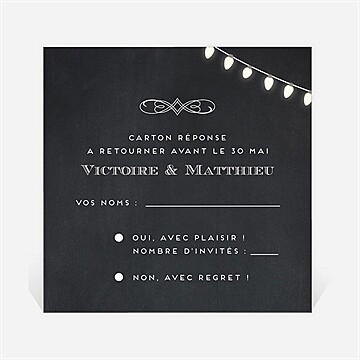 Carton réponse mariage tendance ardoise