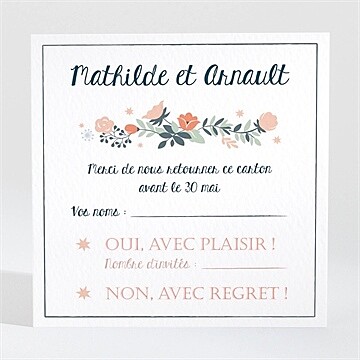 Carton réponse mariage encadrement bleu et saumon
