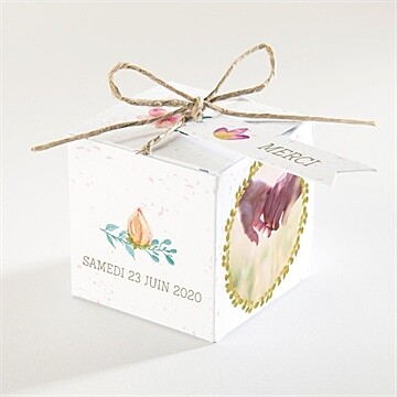 Boîte de dragées mariage couronne printanière