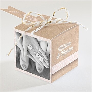 Boîte de dragées mariage kraft multi photos - Dos de la boîte