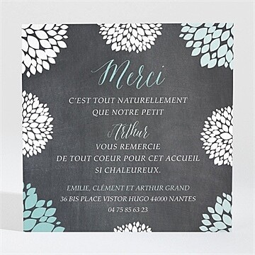 Remerciement naissance ardoise vintage original