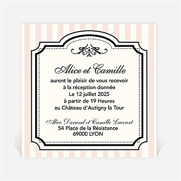 Carton d'invitation mariage ambiance rétro