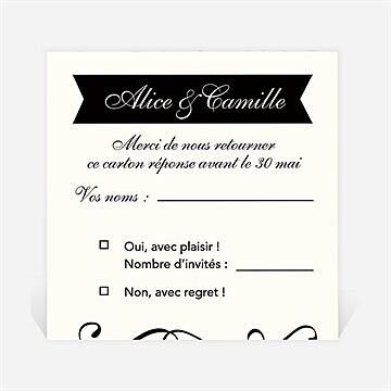 Carton réponse mariage ambiance rétro