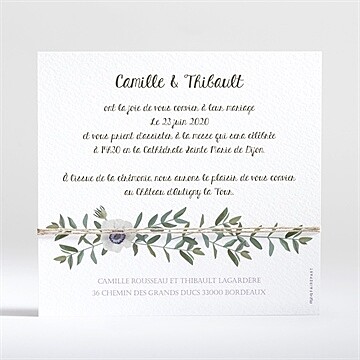 Faire-part mariage couronne d'olivier - Dos du faire-part