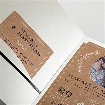 Faire-part mariage kraft vintage - Détail du faire-part