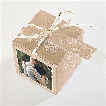Boîte de dragées mariage typo & kraft - Dessus de la boîte