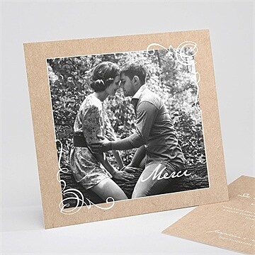 Remerciement mariage typo & kraft