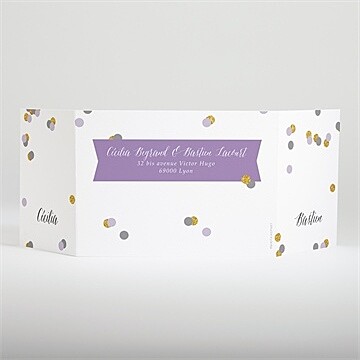 Faire-part mariage doux confettis - Dos du faire-part