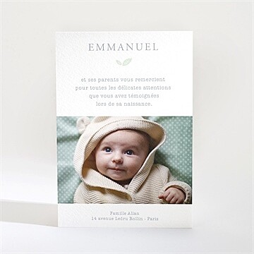 Remerciement naissance le don - Dos de la carte