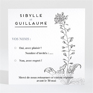 Carton réponse mariage gravure florale