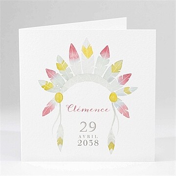 Faire-part naissance ornée de plumes