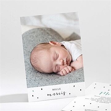 Remerciement naissance double photo petits pois