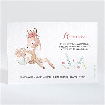 Remerciement naissance a l'ombre du faon - Dos de la carte