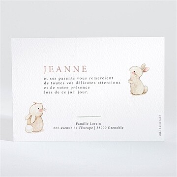 Remerciement baptême tendre scène - Dos de la carte
