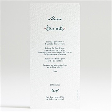 Menu mariage kraft naturel - Dos du menu