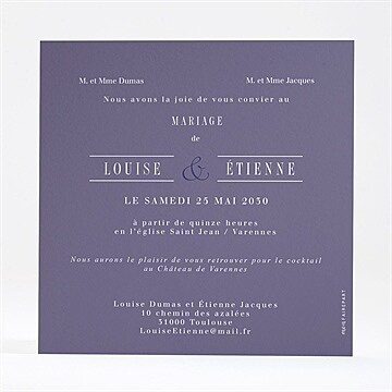Faire-part mariage délicate couronne - Dos du faire-part