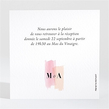 Carton d'invitation mariage charmantes couleurs - Dos du carton