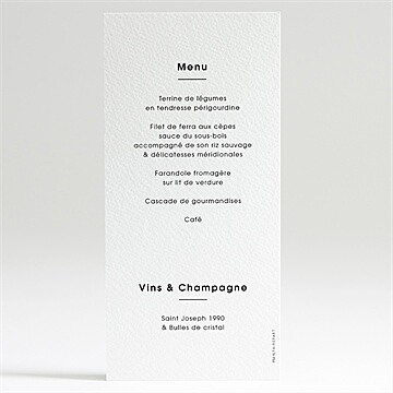 Menu mariage tendresse - Dos du menu
