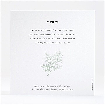 Remerciement mariage belle nature - Dos de la carte