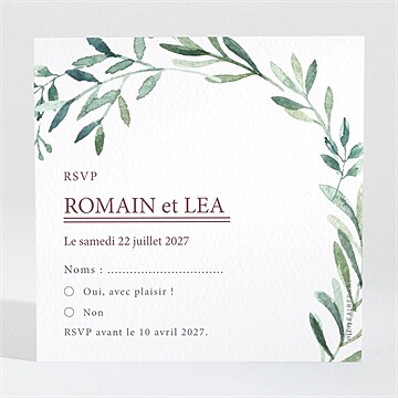 Carton réponse mariage ronde végétale