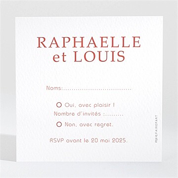 Carton réponse mariage corail étincelant - Dos du carton