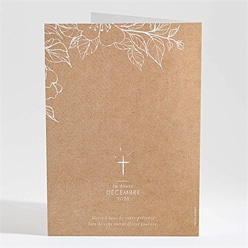 Livret de messe baptême gravure sur kraft - Dos du livret