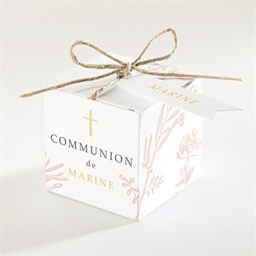 Boîte de dragées communion gravures végétales