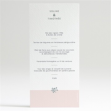 Menu mariage guirlande de fleurs - Dos du menu