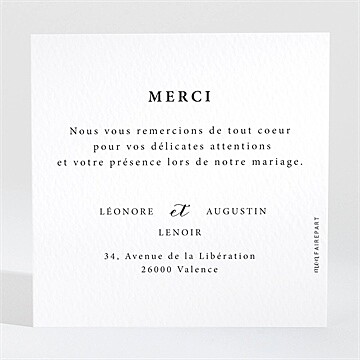 Remerciement mariage sublime - Dos de la carte