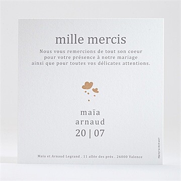 Remerciement mariage gravure - Dos de la carte