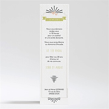 Invitation anniversaire de mariage marque page - Dos de l'invitation