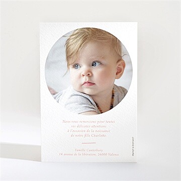Remerciement naissance belle révélation - Dos de la carte