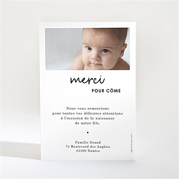 Remerciement naissance hello en photos - Dos de la carte