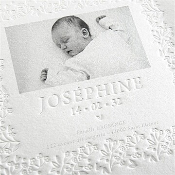 Faire-part naissance douceur en papier - Détail du faire-part