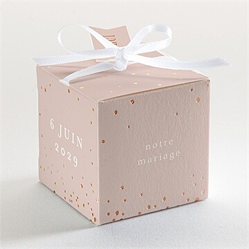 Boîte de dragées mariage rose gold - Dos de la boîte