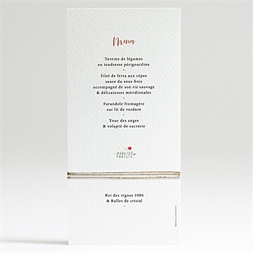 Menu mariage douceur printanière - Dos du menu